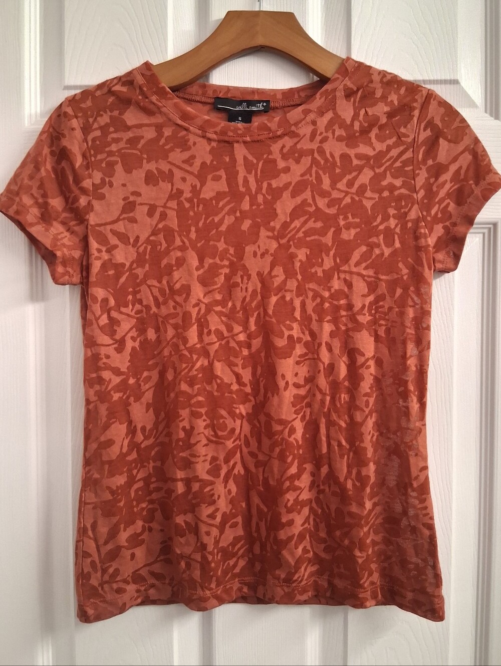 Willi Smith Rust Red Burnout Sheer T Shirt Small